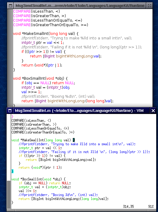 Vim and Clang comparison
